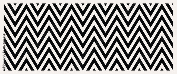 Obraz Geometric black and white art deco pattern design. Zig zags chevron stripes background.