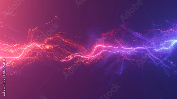 Fototapeta Abstract image depicting a flowing energy stream in vivid pink and blue tones on a deep purple background.