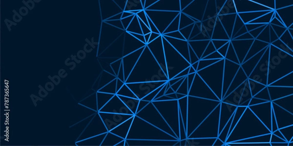 Fototapeta abstract dark blue background with triangles and glowing lines