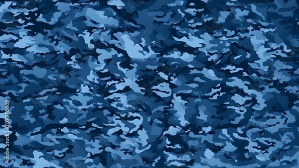 Fototapeta 
Blue camouflage army background, modern pattern fabric texture, camouflage print