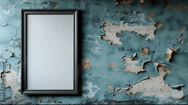 Fototapeta Mirror Hanging on Wall With Peeling Paint