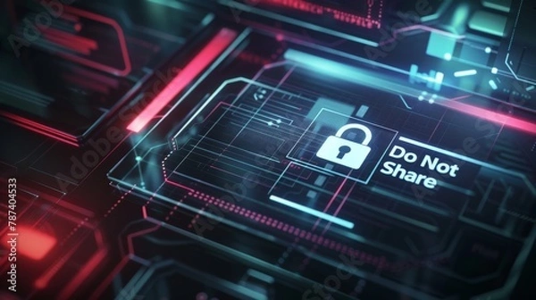 Fototapeta A digital document with a lock icon and a "Do Not Share" message, emphasizing the importance of data privacy.