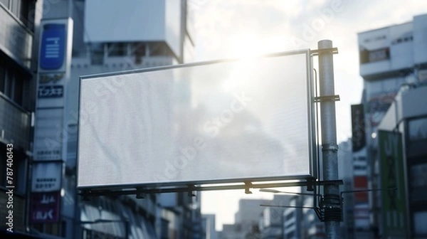 Fototapeta Billboard canvas mockup in city background beautiful weather : Generative AI