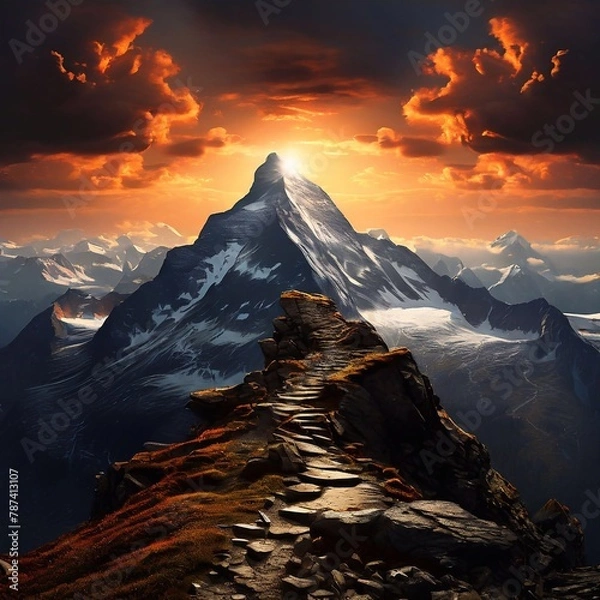 Obraz sunset in the mountains