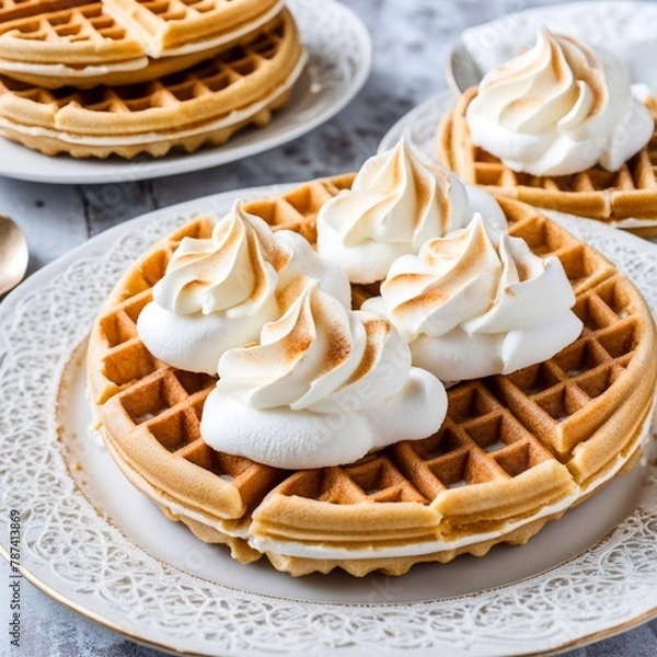 Obraz waffles with cream