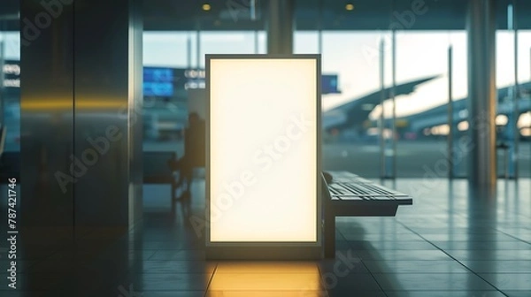 Fototapeta Mock up of blank light box in airport : Generative AI