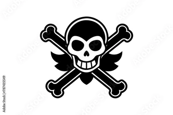 Fototapeta Crossbones and skull death flat vector icon for apps and games