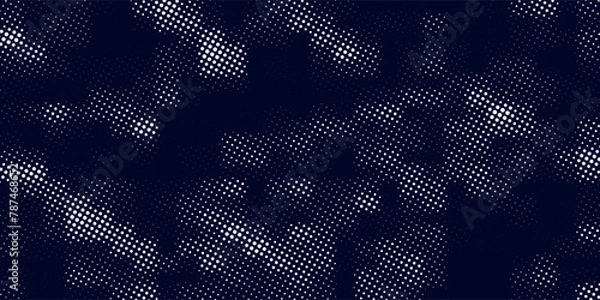 Fototapeta Dots halftone white \u0026 blue color pattern gradient grunge texture background. Dots pop art comics sport style vector