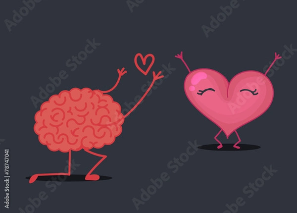 Obraz Brain & heart characters: love