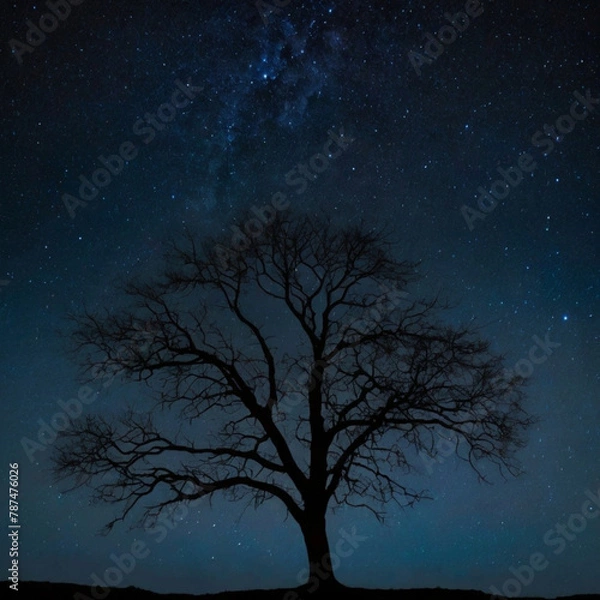 Fototapeta Bare Tree Against Starry Sky