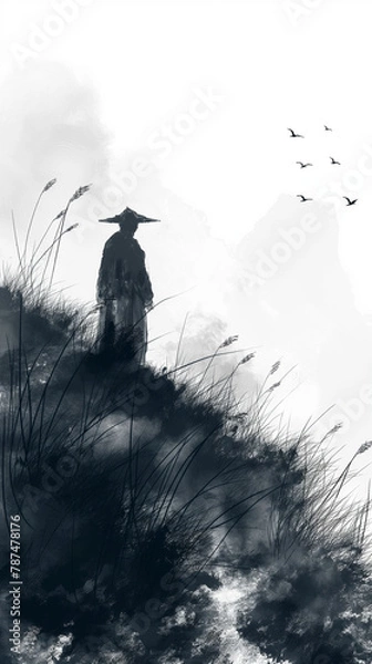 Fototapeta silhouette of a person in the forest