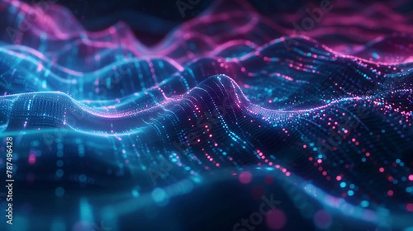 Fototapeta abstract background with glowing lights data AI cyber