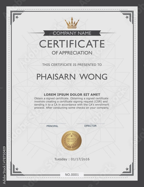 Obraz Szablon i element certyfikatu.