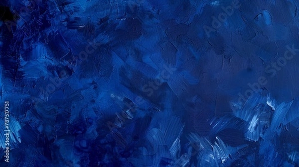 Obraz Dynamic blue brush strokes on canvas texture. Deep blue textured brush strokes on canvas, evoking the fluidity of movement in abstract art