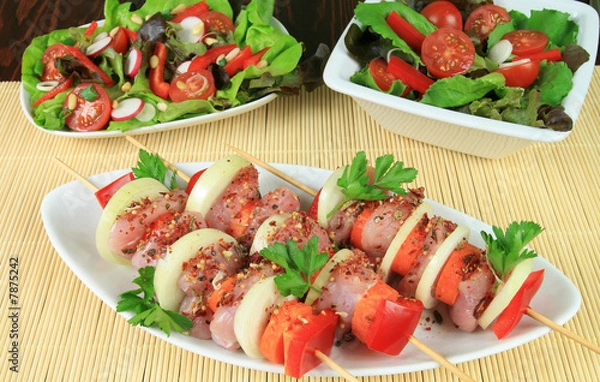 Fototapeta Meat and salads