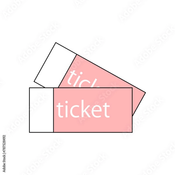 Fototapeta シンプルなピンク色のチケットのアイコン