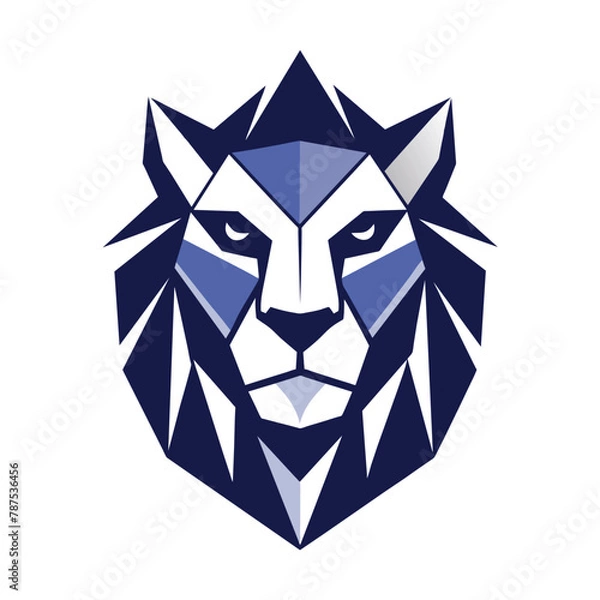 Fototapeta Geometric Lion Head, A geometric interpretation of a lion's face, minimalist simple modern vector logo design