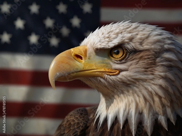 Obraz American bald eagle with USA flag