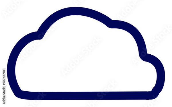 Obraz シンプルなお天気のアイコン　ネイビーの線　曇り