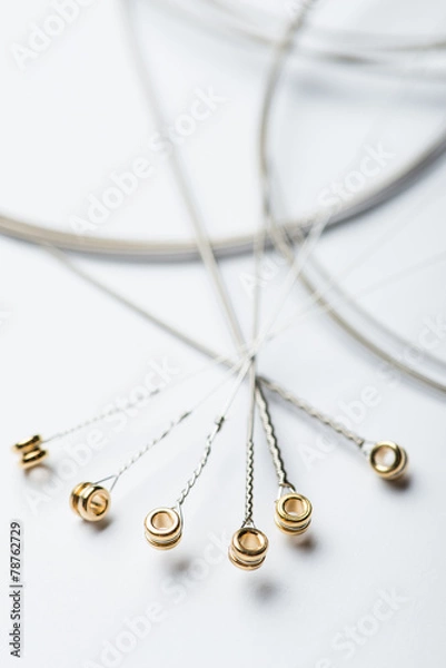 Obraz Electric guitar strings on white surface