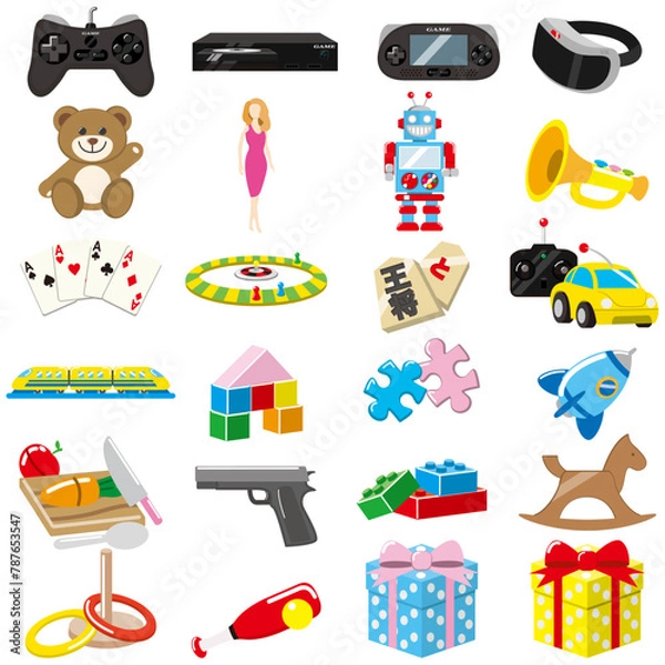 Obraz おもちゃの色々なアイコン＆スタンプイラスト