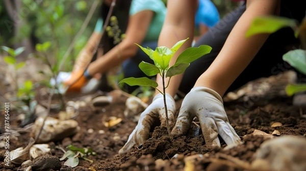 Fototapeta Nature Conservation Project Get involved in a nature conservation project in your community This could involve volunteering for a local environmental organization, participating in a beach cleanup, or
