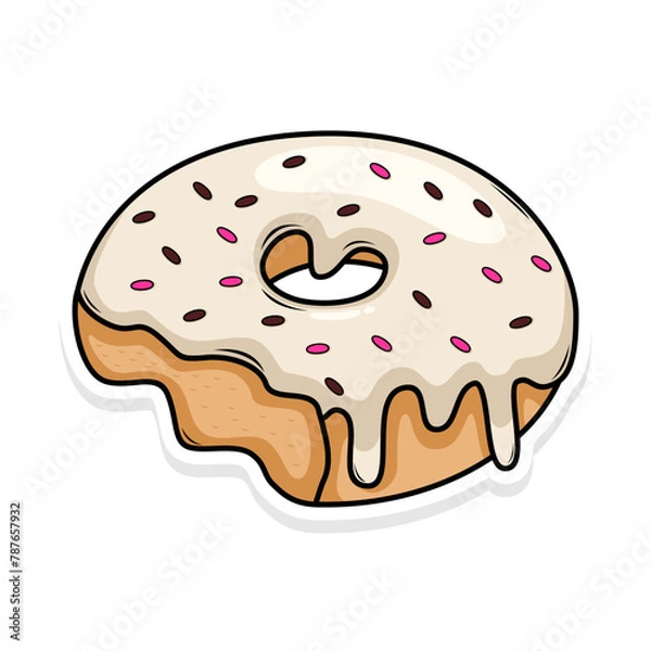 Fototapeta Delicious donut vector hand draw illustration