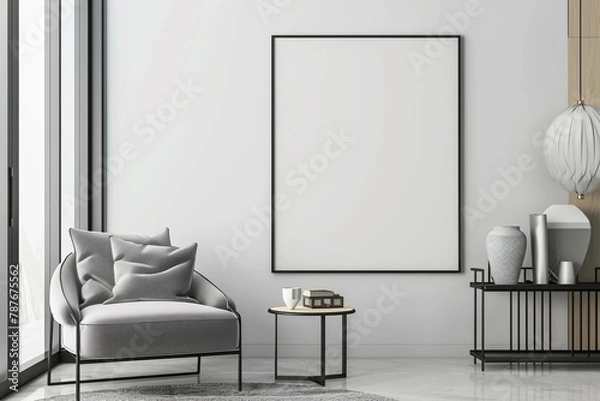 Fototapeta Modern scandinavian interior with poster mockup created with generative ai