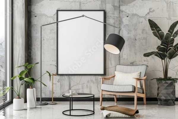Fototapeta Modern scandinavian interior with poster mockup created with generative ai