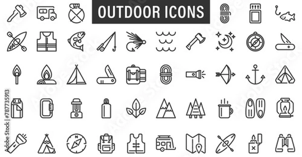Fototapeta Simple Set of Landscape Related Vector Line Icons. Contains such Icons as Farm, Megapolis, Desert and more. Editable Stroke
