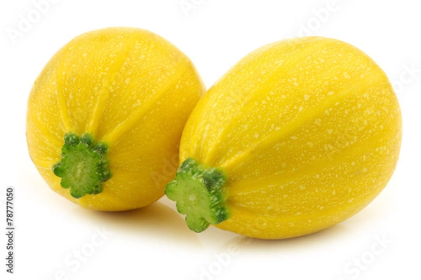 Fototapeta dwa żółte okrągłe cukinia (Cucurbita pepo) na białym tle