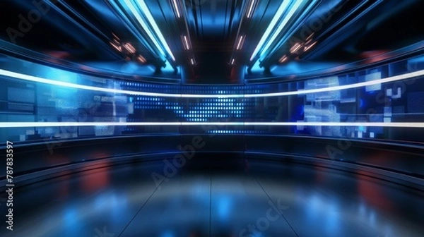 Obraz 3D Virtual News Studio Background. 3d rendering