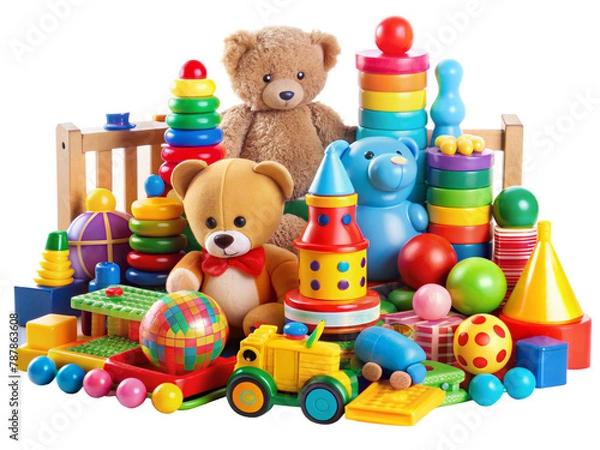 Obraz Children's toys against a white background in a PNG file
