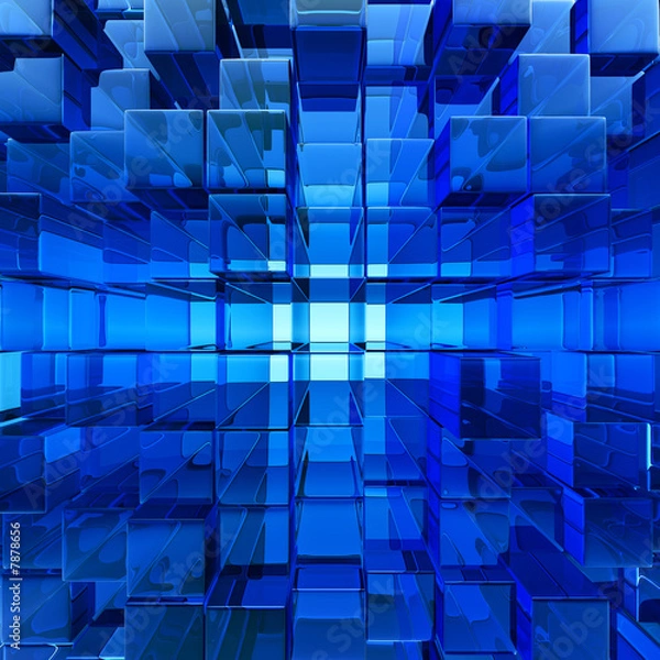 Obraz abstract blue cube glass background