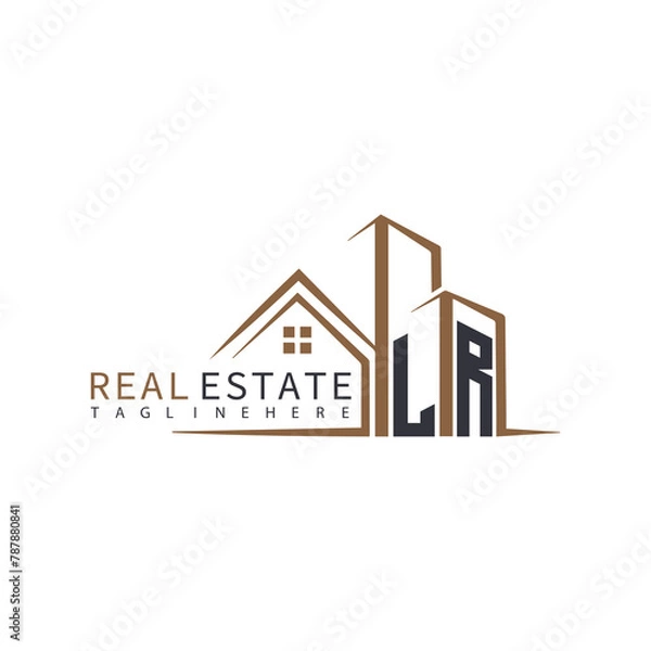 Obraz LR initial monogram logo for real estate with home shape creative design.