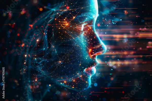Fototapeta abstract ai learning technology, big data learning