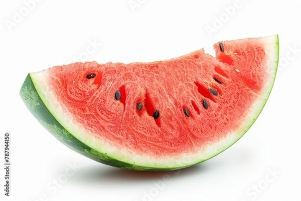 Fototapeta Watermelon slice on white background with clipping path in focus