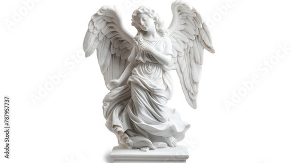 Fototapeta White angel statue angel isolated on a transparent background