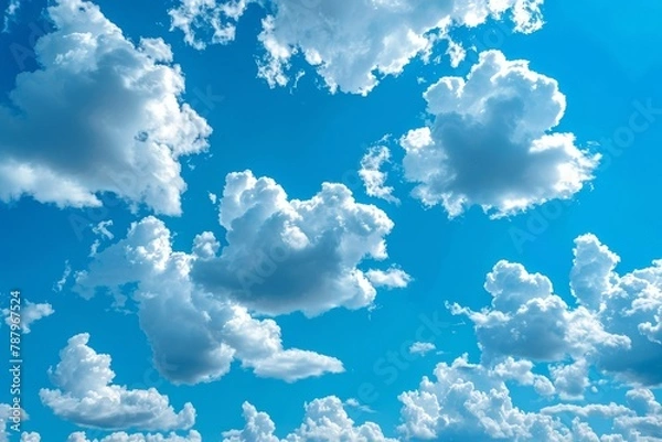 Fototapeta The serene blue sky, expansive clouds, and peaceful sunny day create a tranquil atmosphere