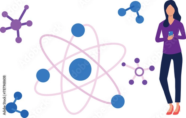 Obraz The girl is using mobile.