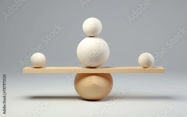 Obraz Balance Concept with Spheres and Plank