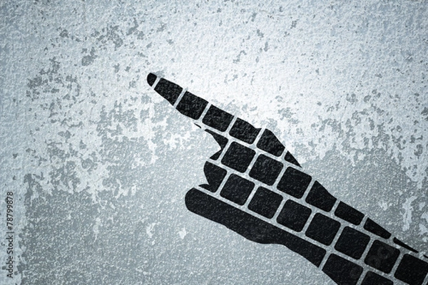 Obraz point hand keyboard double exposure