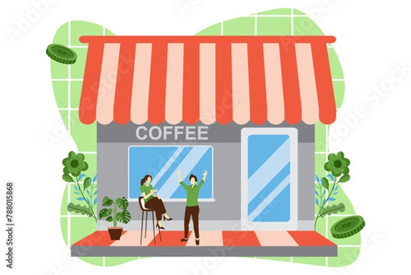 Obraz Coffee Shop Flat Design Illustration