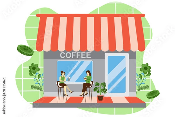 Obraz Coffee Shop Flat Design Illustration