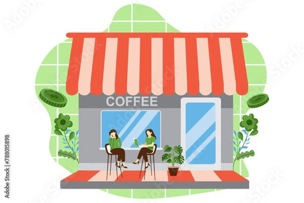 Obraz Coffee Shop Flat Design Illustration