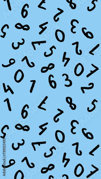 Obraz template with the image of keyboard symbols. a set of numbers. Surface template. pastel blue background. Vertical image.