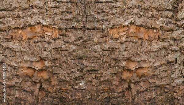 Fototapeta Embossed texture of the bark of oak. Panoramic photo of the oak texture. Generative AI.