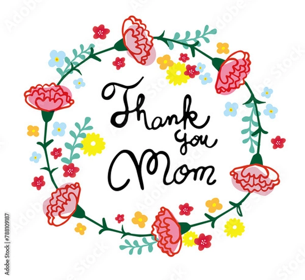 Fototapeta 母の日のタイトル文字と花のイラスト