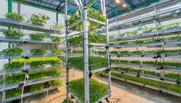 Fototapeta Automated Vertical Farming Towers. Generative AI.