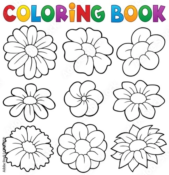Fototapeta Coloring book with flower theme 8
